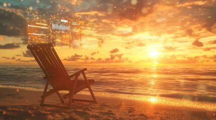 Beach chair sunset financial data relaxation