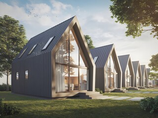 Obraz premium 3d rendering design of a villa facade with a Nordic modern concept