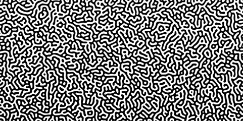 Abstract truing organic wallpaper Turing reaction diffusion monochrome seamless pattern with chaotic motion. Generative algorithm psychedelic background. Reaction-diffusion or truing pattern formation