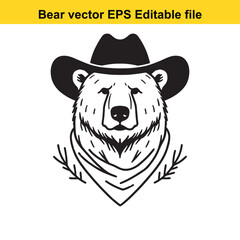 Bear vector wearing western hat