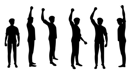 set of winners and losers silhouette vector on white background