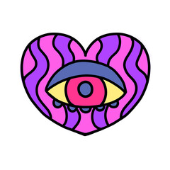 Psychedelic Eye in Heart – Abstract Pop Art Design