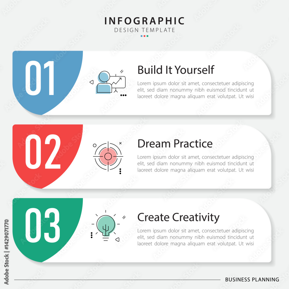 Aufkleber timeline creator infographic template. 3 step timeline journey, calendar flat simple infographics de