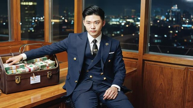 Mafia man with the bag of money.