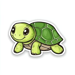 Fototapeta premium Playful cartoon turtle sticker fun environment cute design colorful background for your collection