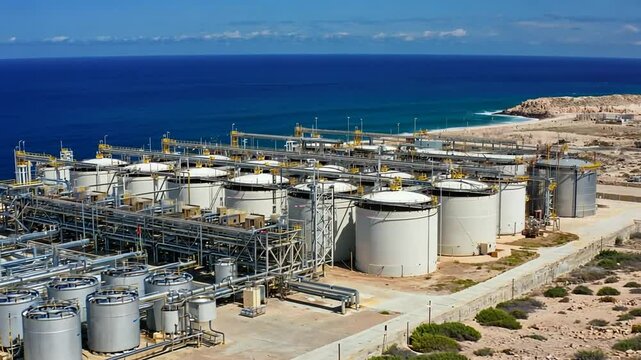 Desalination plant by the sea.