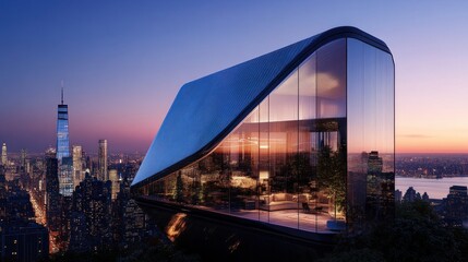 Modern penthouse sunset city view luxury home