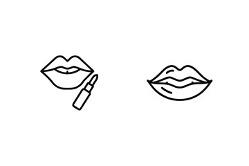 Lips And Lipstick Simple Outline Minimalist Beauty And Makeup Concept Illustration