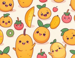 Fototapeta premium Cute Fruit Characters