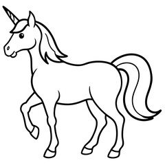 Minimalist Unicorn Line Art Vector