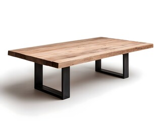 Rustic wooden dining table with industrial metal frame