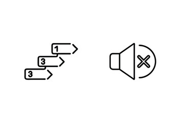 Steps With Numbers And A No Sound Icon Black Outline Illustration