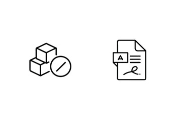 Data Access Control And Document Signing Icons Black Line Style