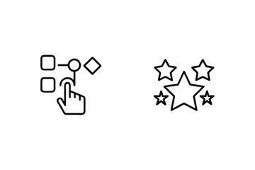 Process Selection And Star Ratings Outline Icons For Feedback And Workflow Management