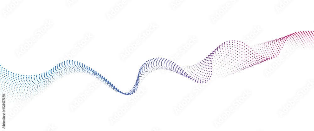 Fototapete flowing dot wave halftone gradient pattern on transparent background