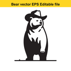 Bear vector wearing western hat