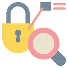 key lock search finding protection magnifying flat style icon