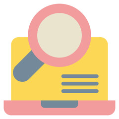 laptop computer search finding magnifying flat style icon
