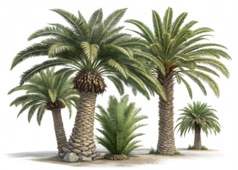 set of sago palms ancient and sturdy isolated on white background,PNG