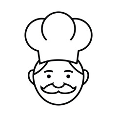 chef face mustache hat icon vector line art