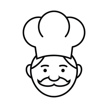 recommend clip art: chef face mustache hat icon vector line art