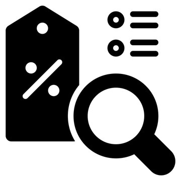 tag shopping discout finding search magnifying solid glyph icon