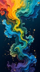 Vibrant Cosmic Flow &ndash; Abstract Galaxy in Motion