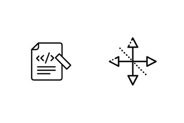 Programming Code File And Four Direction Arrow Navigation Icons Minimalist Design