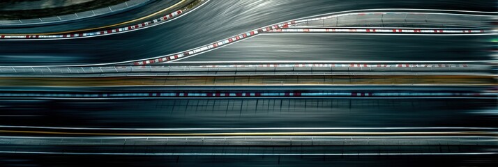 Racing Lane Captured From Above Showcasing Motion Blur and Tire Marks Creates an Intense Adrenaline Atmosphere During a High-Speed Event