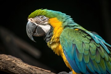 Fototapeta premium Colorful Parrot Perched on Black Background – HD Wildlife Photo