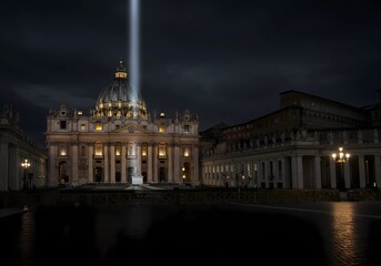 Fototapeta premium Night Illumination of St. Peter's Basilica in Vatican City