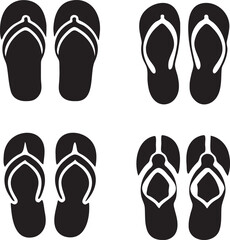 Elegant Sandal Silhouette Vector Icon Set 