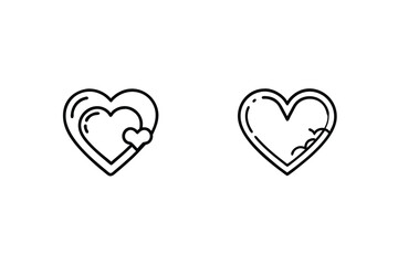 Two Hearts Outlines With Different Designs For Valentines Day Or Love Themes