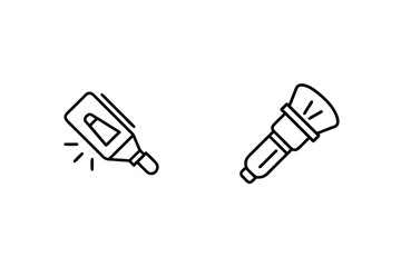 Cosmetic Beauty Tools Outline Set Makeup Application Icons White Background