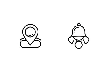 Location Pin And Bell Notification Icons In Simple Outline Style