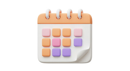 Isolated Calendar with Pastel Color Blocks