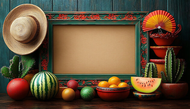 Cinco de Mayo background featuring vibrant Mexican elements. Ideal for holiday promotions, fiesta invitations, cultural event designs, and festive announcements.