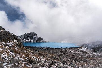 Beautiful Glacial Lake in the Himalayas of Suryakunda, Langtang National Park, Gosaikunda, Nepal with Lauribina Pass View