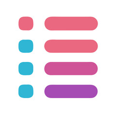 Obraz premium Multicolored bullet list icon with blue and purple buttons