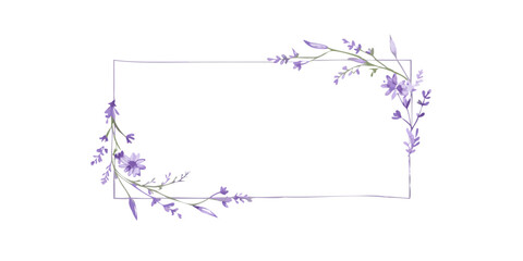 Lavender floral frame with hand-drawn botanical corners