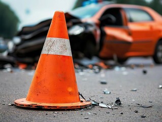 Traffic accident response urban intersection image capture daytime close-up emergency safety measures