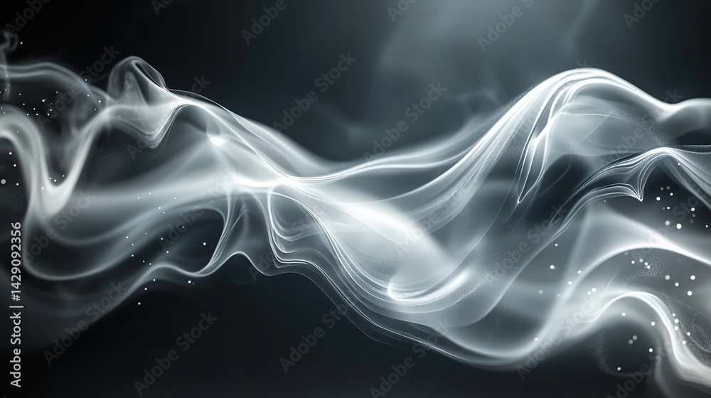 Wall mural providing a captivating visual representation of abstract patterns, white smoke rises from burning i
