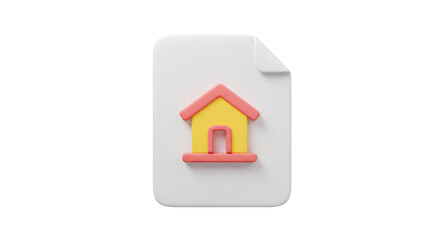 Isolated Document with House Icon for Real Estate Form