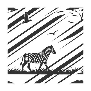 Monochrome Diagonal Stripe Pattern, Golden banana leaf line arts, Hand drawn outline design for fabric, print, cover, banner and invitation, Vector illustration