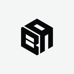 252 a rectangle polygon hexagon shape alphabet word letter geometric educational learning logo B A