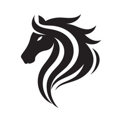Horse head silhouette vector art- bold black ink design