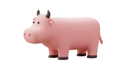 Isolated Pink Toy Cow Farm Animal