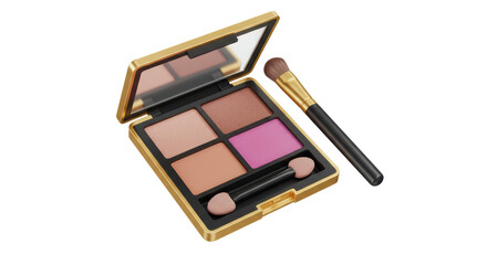 Isolated Four Color Eyeshadow Palette with Brush