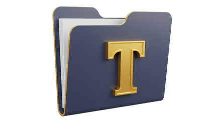 Fototapeta premium Isolated File Folder with Golden Letter T