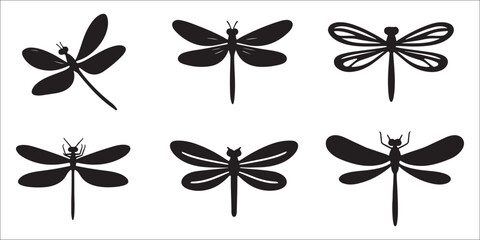 Dragonfly Silhouette Vector Pack – Minimal Insect Clipart for Nature and Wildlife Art
